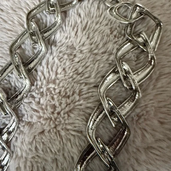 VTG Napier Wide Chain Link Necklace Large Statement Silver Tone Chunky Choker‎ - Picture 3 of 7
